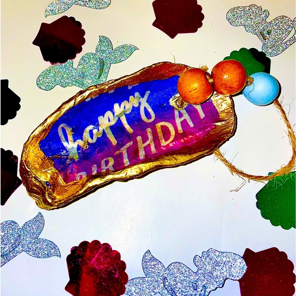 🎁Happy Birthday Shell Gift tag!*made with authentic/real shell from beach of NC*